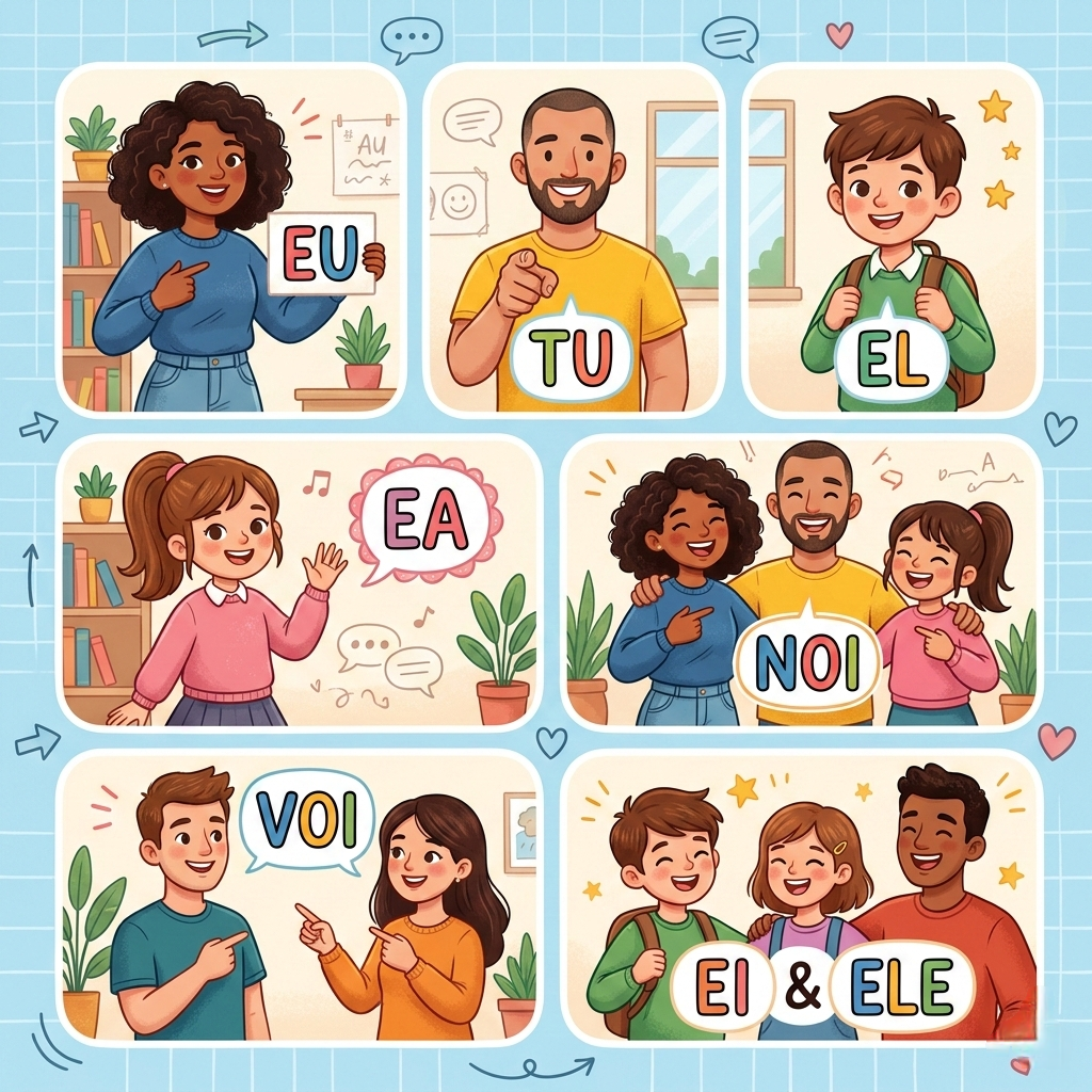 Pronume personal: eu, tu, noi, voi, ea, el, ei